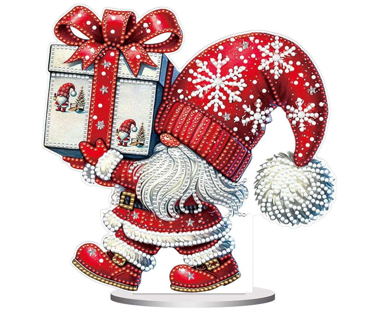Santa Claus Gnome with Ribbon & Bows Table Decoration