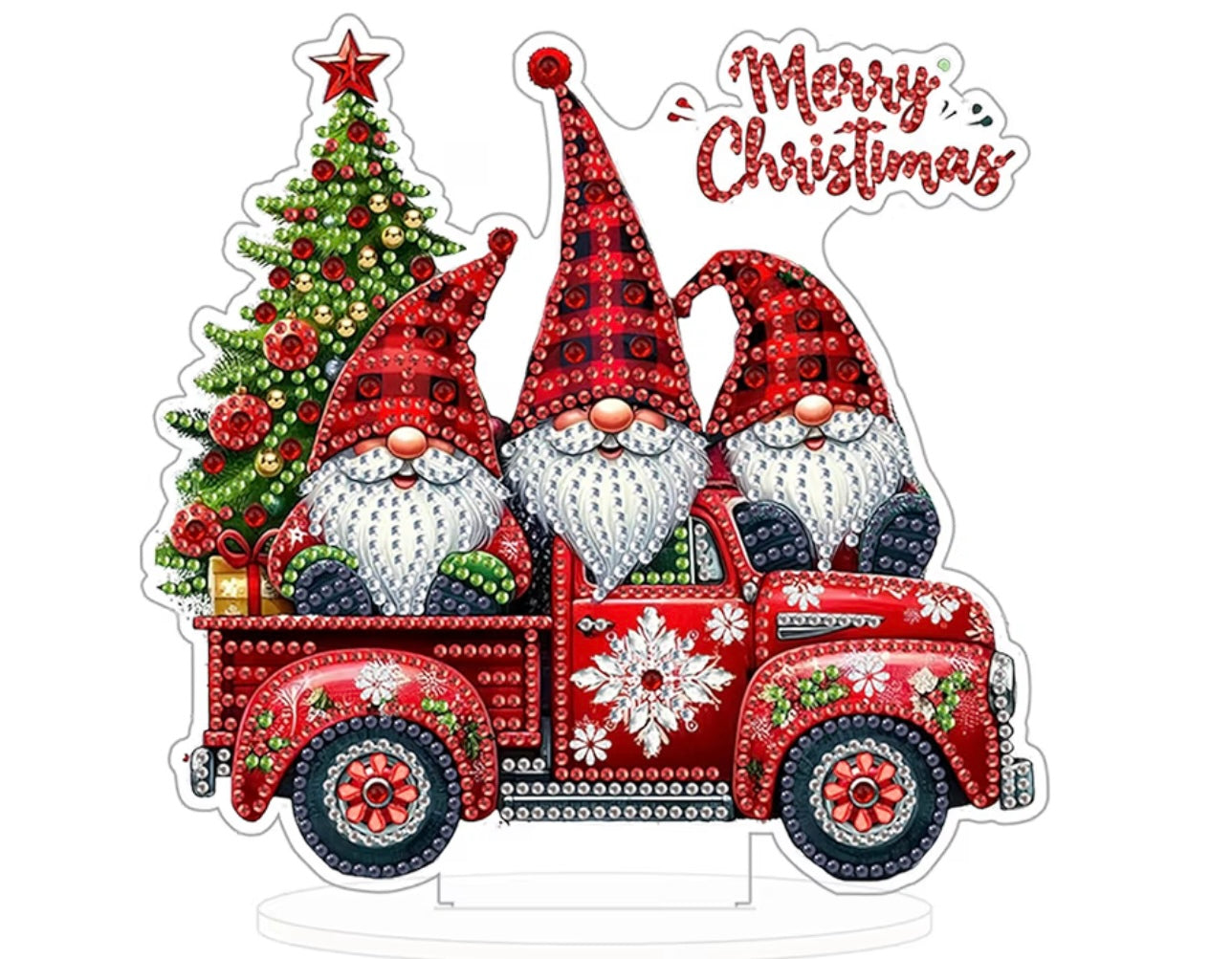 Gnomes on Red Christmas Truck Holiday Decor